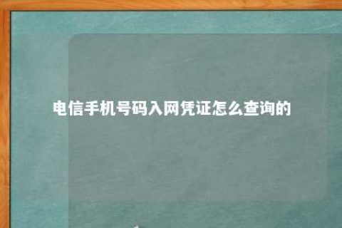 电信手机号码入网凭证怎么盘问的